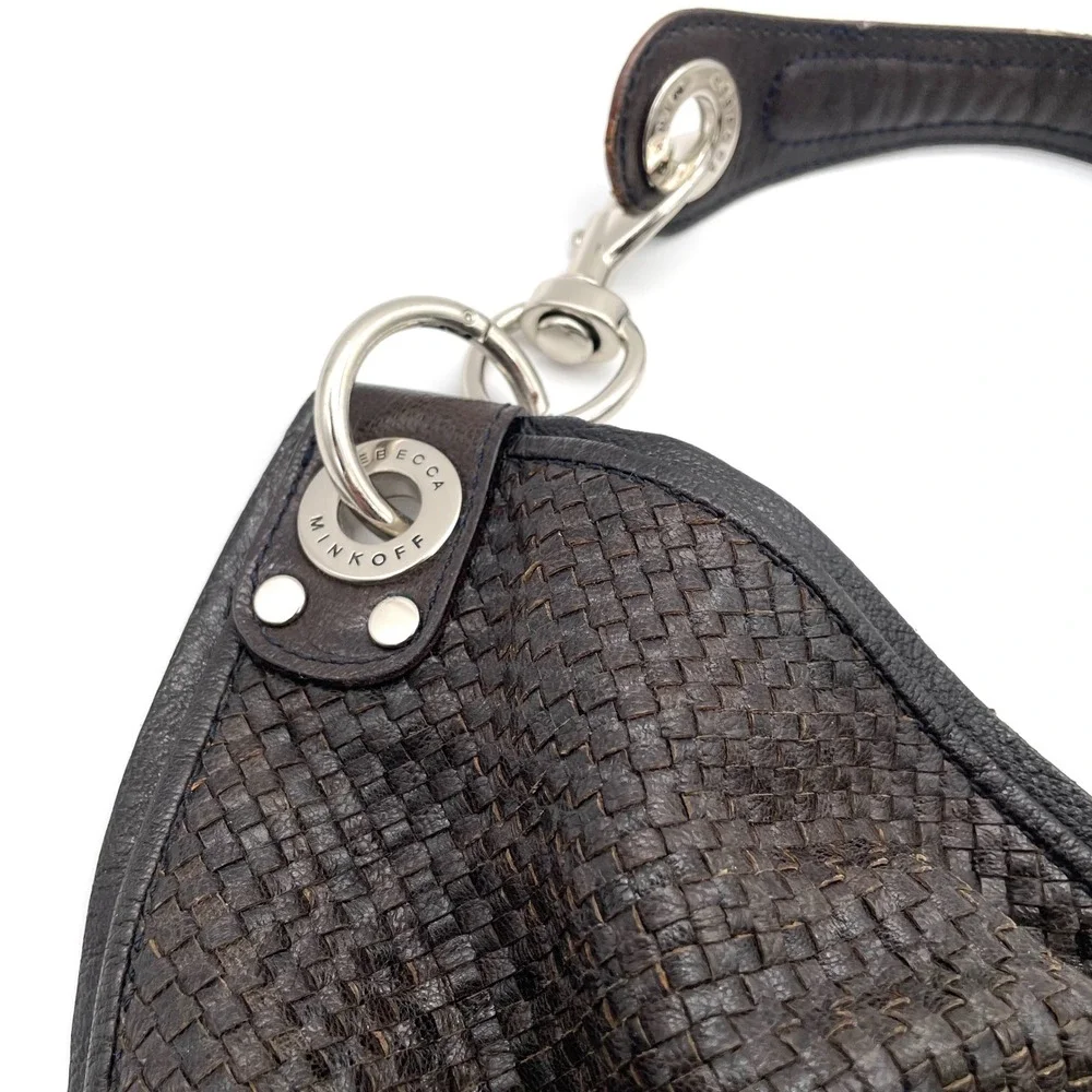 Rebecca Minkoff Hobo Bag Leather Women Large Brown Excellent Y2K Woven Slouchy